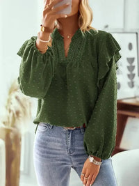 Swiss Dot Ruffled Long Sleeve Blouse - Update AvenueT-ShirtsTrendsi100101415701281100101415701281fddf3616 - 7f4e - 4972 - b963 - ad73f359fce9 - MaxArmy Green