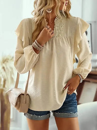 Swiss Dot Ruffled Long Sleeve Blouse - Update AvenueT-ShirtsTrendsi1001014157051301001014157051302e605ceb - 7a7a - 40cf - 870b - f4261b9e697f - MaxPastel Yellow
