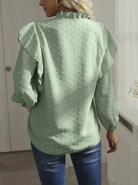 Swiss Dot Ruffled Long Sleeve Blouse - Update AvenueT-ShirtsTrendsi100101415705546100101415705546ac12ee82 - 1d19 - 47f3 - 9325 - 1b9e761d357f - MaxLight Green