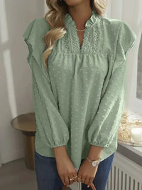 Swiss Dot Ruffled Long Sleeve Blouse - Update AvenueT-ShirtsTrendsi100101415705546100101415705546e70c39ec - bcef - 4355 - 96fb - 8ab6d21946d7 - MaxLight Green