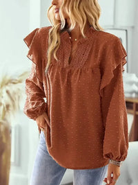Swiss Dot Ruffled Long Sleeve Blouse - Update AvenueT-ShirtsTrendsi1001014157095401001014157095404ec213fa - 38b8 - 4b42 - 9bb1 - 96807067ea5e - MaxOchre