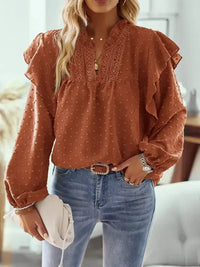 Swiss Dot Ruffled Long Sleeve Blouse - Update AvenueT-ShirtsTrendsi1001014157095401001014157095403cd01998 - c12c - 4947 - bcd3 - 19c7fd216764 - MaxOchre