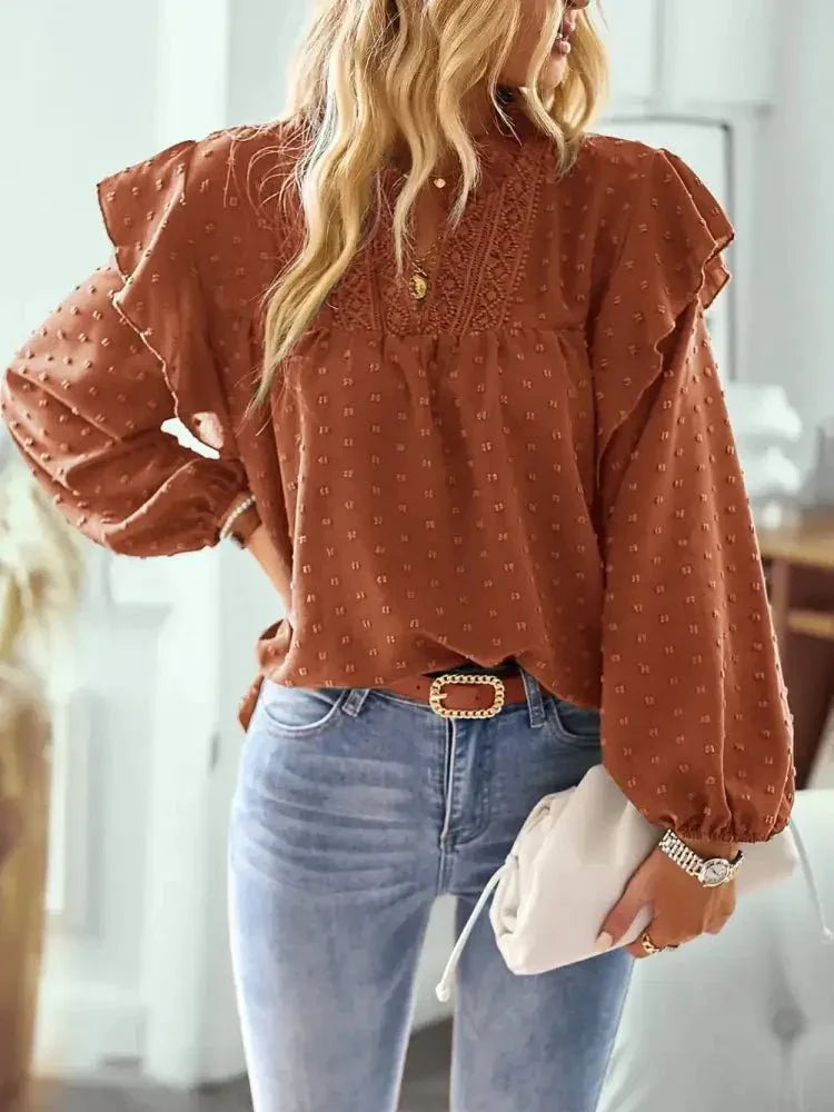 Swiss Dot Ruffled Long Sleeve Blouse - Update AvenueT-ShirtsTrendsi100101415709540100101415709540be1d897e - ddc6 - 4b2e - 8c6c - 00527a68f16d - MaxOchre