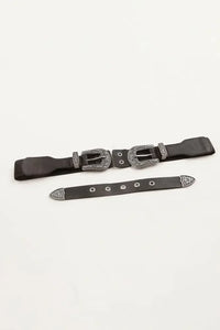 Symmetrical Zinc Alloy Buckle PU Leather Belt