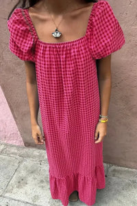 SYNZ Gingham Check Bubble Sleeve Ruffled Maxi Dress - Update AvenueTrendsi100100948373148100100948373148f905a7d4 - eb31 - 4189 - aa17 - 02cdaf961cda - Max - OriginStrawberry