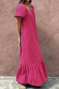 SYNZ Gingham Check Bubble Sleeve Ruffled Maxi Dress - Update AvenueTrendsi1001009483731481001009483731489cf1dd51 - b1d9 - 4fa2 - a20f - f6e5cb825f3d - Max - OriginStrawberry