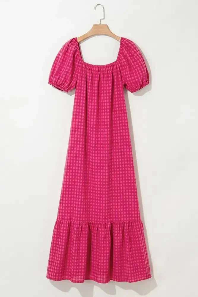 SYNZ Gingham Check Bubble Sleeve Ruffled Maxi Dress - Update AvenueTrendsi100100948373148100100948373148816eaa01 - f730 - 400d - 9380 - 0dd144cc2c5b - Max - OriginStrawberry