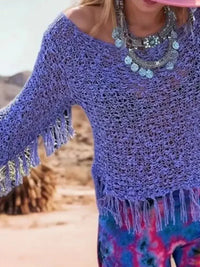 Tassel Boat Neck Knit Cover Up - Update AvenueFestival VibesTrendsi100100430081770100100430081770b02f4289 - 826d - 4941 - b219 - b65ca8fb8992 - MaxElectric Purple