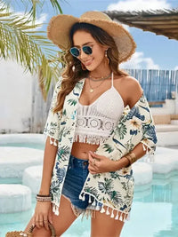 Tassel Printed Open Front Half Sleeve Cover - Up - Update AvenueTrendsi100100115781198100100115781198481abc58 - dc10 - 4b25 - bcb7 - 7d594f48d243 - MaxPastel Yellow