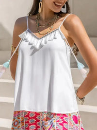 Tassel V - Neck Spaghetti Strap Cami - Update AvenueBoho VibesTrendsi100100790021788100100790021788b912e726 - 1391 - 4ca8 - b9a2 - 79bffffef585 - MaxWhite