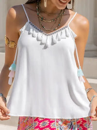 Tassel V - Neck Spaghetti Strap Cami - Update AvenueBoho VibesTrendsi10010079002178810010079002178867198e49 - 5b87 - 443f - 8165 - 3b00fbc4965a - MaxWhite