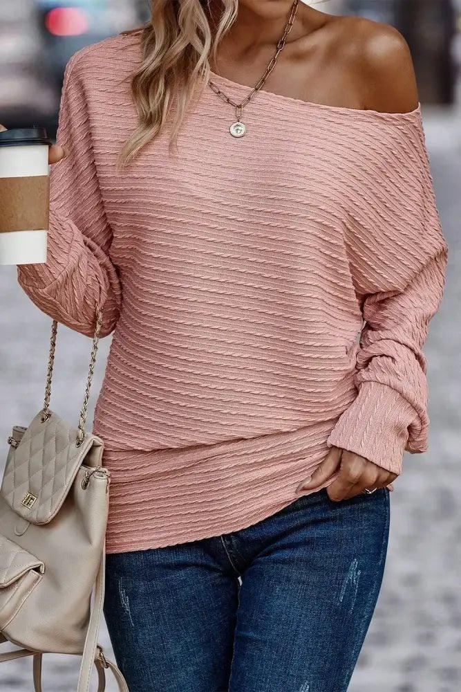 Texture Round Neck Long Sleeve Top - Update AvenueTrendsi100101987690079100101987690079059c11a610f048c6b4d7d1f6cca42d30 - MaxDusty Pink