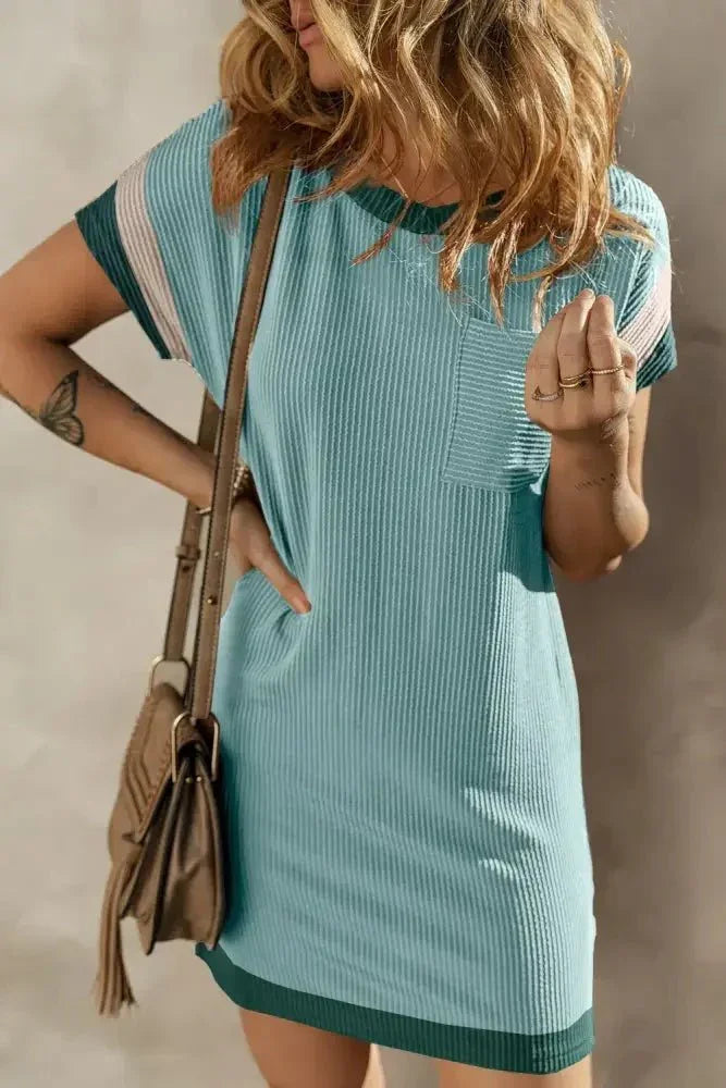 Texture Round Neck Short Sleeve Mini Dress - Update AvenueVacation StyleTrendsi100100829011900100100829011900bbe3f49d - c895 - 4f3b - 840f - 7fab962739ef - MaxTeal