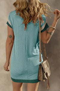 Texture Round Neck Short Sleeve Mini Dress - Update AvenueVacation StyleTrendsi100100829011900100100829011900cbb0271d - f92a - 4189 - 9f03 - 379f9dd5a45d - MaxTeal