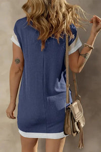 Texture Round Neck Short Sleeve Mini Dress - Update AvenueVacation StyleTrendsi100100829015729100100829015729f188f4c9 - 98b4 - 4784 - b664 - ddb51a46e03d - MaxDusty Blue
