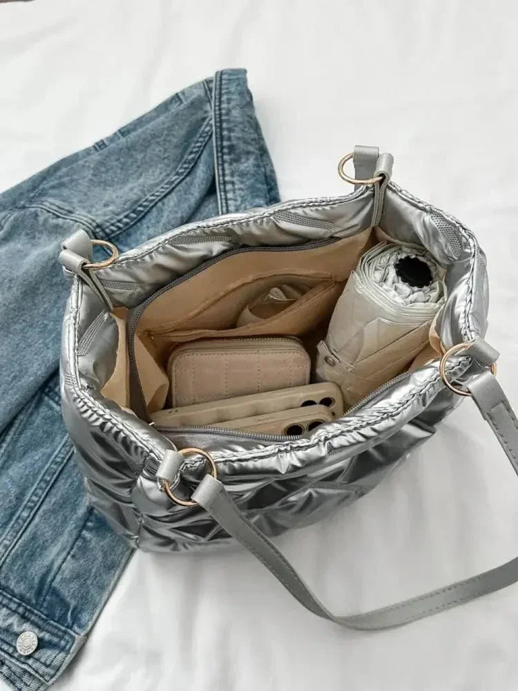 Textured Polyester Shoulder Bag - Update AvenueFestival VibesTrendsi1007000797016581007000797016583ba39971 - b5fc - 4124 - 88c3 - c0125259cabe - MaxSilver
