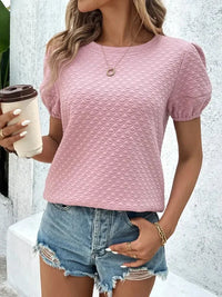 Textured Puff Sleeve T-Shirt - Update AvenueT-ShirtsTrendsi100100587626790100100587626790e8ffda9d897d4704a5711dedb9e364de - Max - OriginDusty Pink