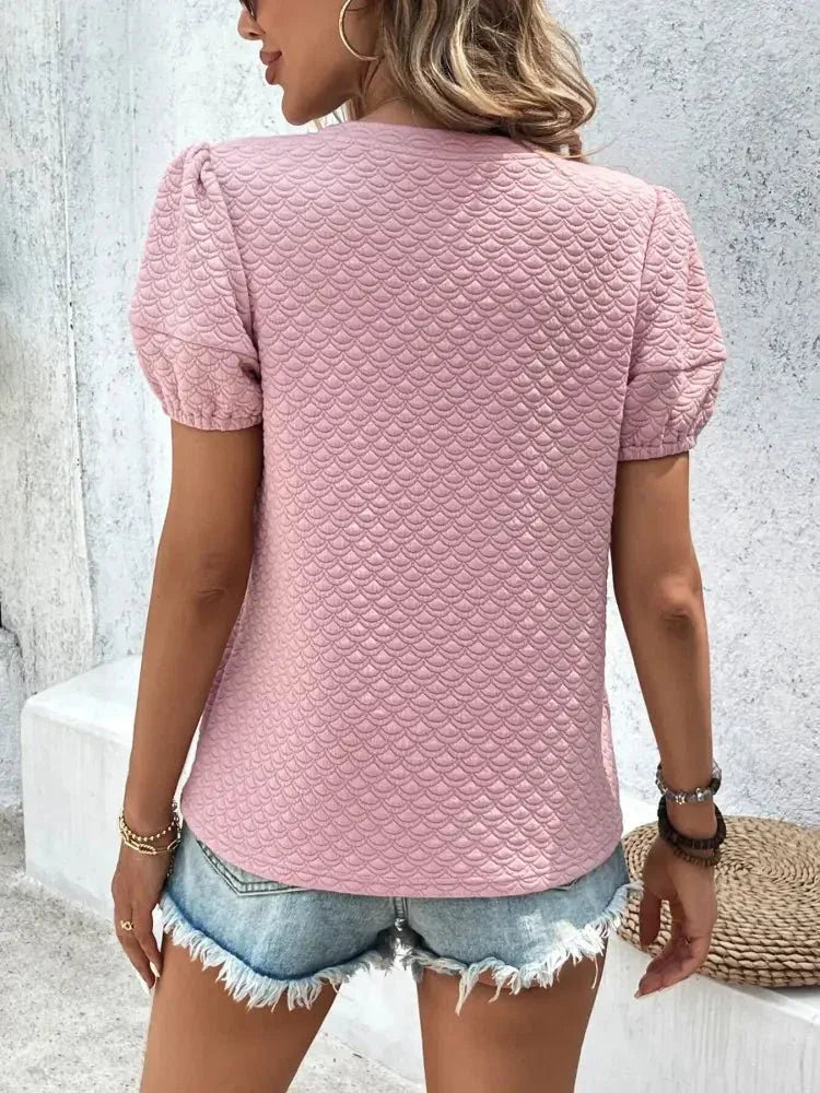 Textured Puff Sleeve T-Shirt - Update AvenueT-ShirtsTrendsi1001005876267901001005876267906b39449d070f47db9137aafb03c6d68c - Max - OriginDusty Pink