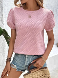 Textured Puff Sleeve T-Shirt - Update AvenueT-ShirtsTrendsi100100587626790100100587626790a2df175c16fe4e8ba2dd42b59b286c09 - Max - OriginDusty Pink