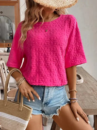 Textured Round Neck Oversized T-Shirt - Update AvenueT-ShirtsTrendsi100100979105119100100979105119cbb740de2de14bdfb21b4ea8c90d25fe - Max - OriginFuchsia Pink