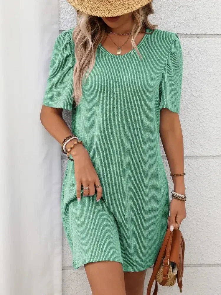 Textured Round Neck Short Sleeve Mini Dress - Update AvenueEffortless Elegance: DressesTrendsi10010045317118210010045317118253bb1db4 - 867c - 4c64 - aa9c - 58d7f3045a07 - MaxGum Leaf