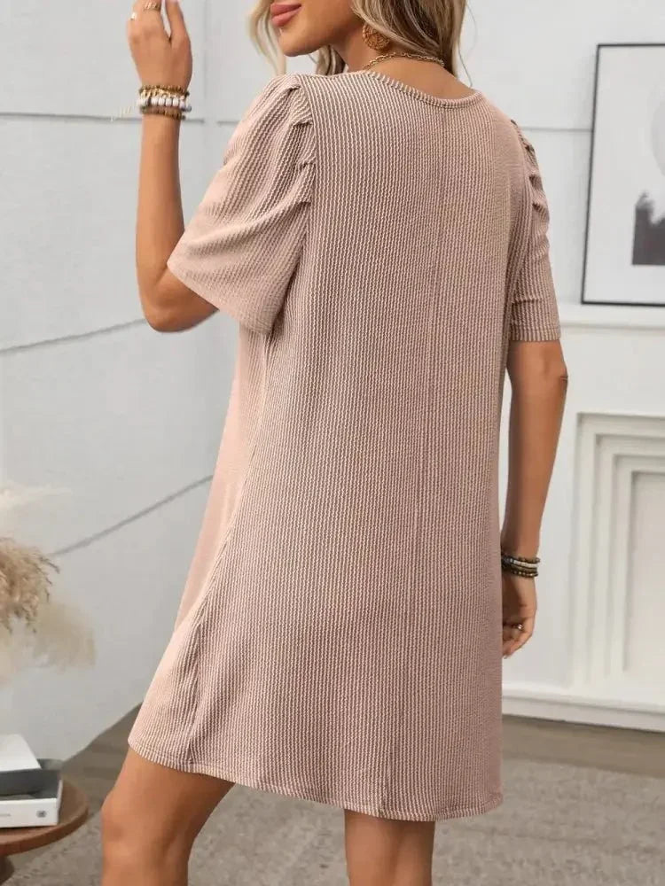 Textured Round Neck Short Sleeve Mini Dress - Update AvenueEffortless Elegance: DressesTrendsi10010045317173110010045317173172a16465 - 3b9a - 4bae - b2dd - 2c165e9dd4c0 - MaxPale Blush
