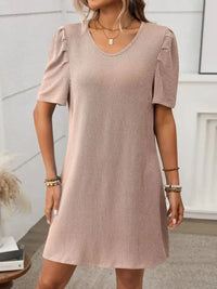 Textured Round Neck Short Sleeve Mini Dress - Update AvenueEffortless Elegance: DressesTrendsi100100453171731100100453171731df0bb2c0 - 16a4 - 4d19 - 8f24 - 9e1a75199b58 - MaxPale Blush