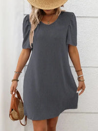 Textured Round Neck Short Sleeve Mini Dress - Update AvenueEffortless Elegance: DressesTrendsi100100453172153100100453172153e3755907 - 8aa5 - 482f - 8a34 - 7a7c2b378578 - MaxDark Gray