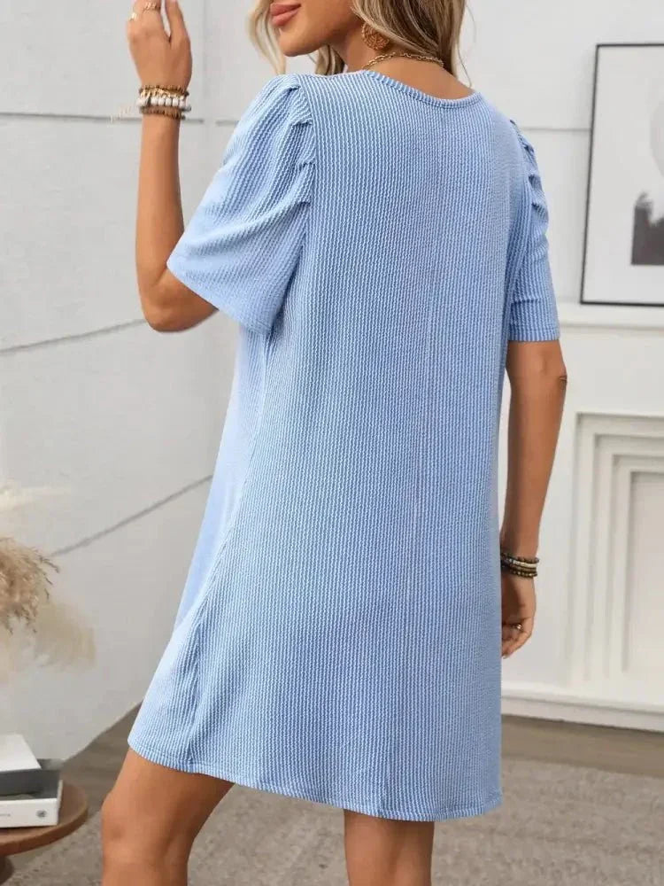 Textured Round Neck Short Sleeve Mini Dress - Update AvenueEffortless Elegance: DressesTrendsi1001004531766101001004531766106fdd5f25 - d4d7 - 43fa - 8c7c - 8749e1088fcd - MaxLight Blue