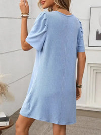 Textured Round Neck Short Sleeve Mini Dress - Update AvenueEffortless Elegance: DressesTrendsi1001004531766101001004531766106fdd5f25 - d4d7 - 43fa - 8c7c - 8749e1088fcd - MaxLight Blue