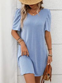 Textured Round Neck Short Sleeve Mini Dress - Update AvenueEffortless Elegance: DressesTrendsi100100453176610100100453176610329e8094 - 7879 - 463d - 8b81 - c8f4510bdec9 - MaxLight Blue