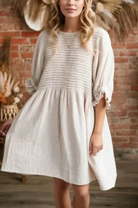 Textured Ruffled Puff Sleeve Loose Dress - Update AvenueEffortless Elegance: DressesTrendsi1001003258036071001003258036079c649695 - b2cf - 41f1 - a8f6 - aeec446bb4d0 - Max - OriginBeige