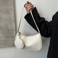 Textured Shoulder Bag with Pouch