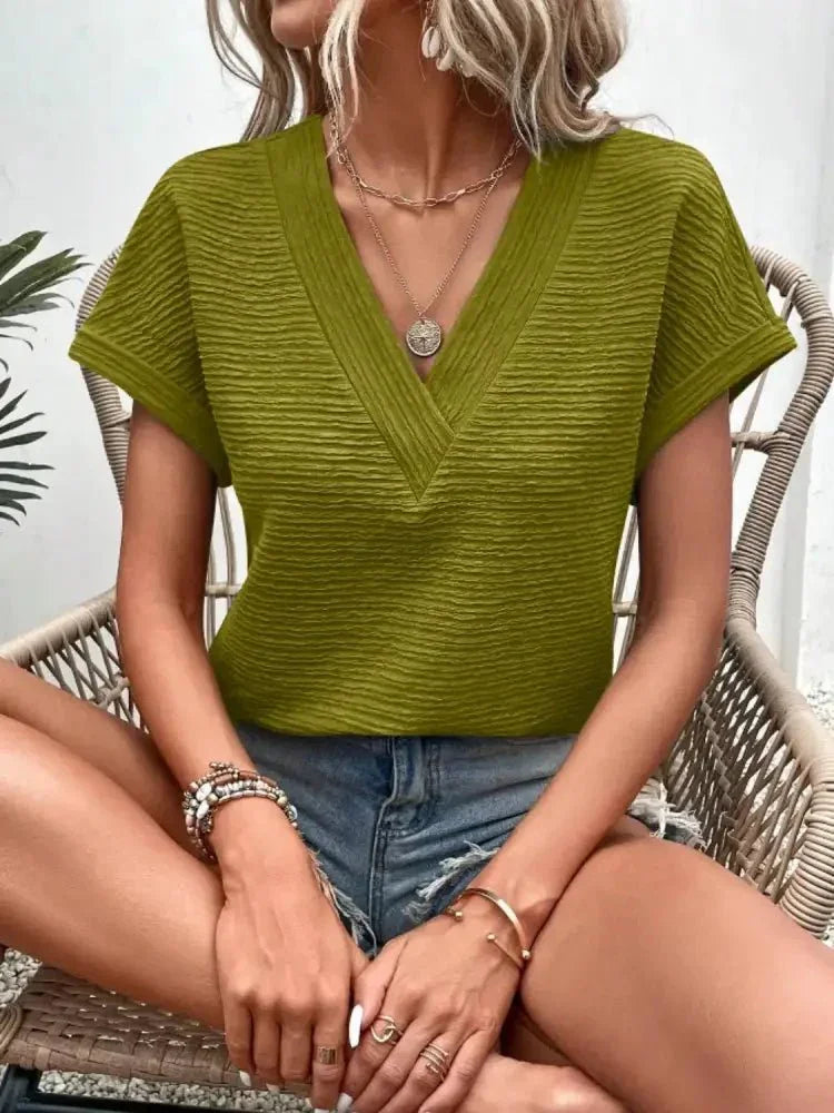 Textured Solid Color Short Sleeve Top - Update AvenueT-ShirtsTrendsi100100606571610100100606571610f42f2913 - 19cb - 49c2 - afad - b2ceea6ba46a - Max - OriginOlive