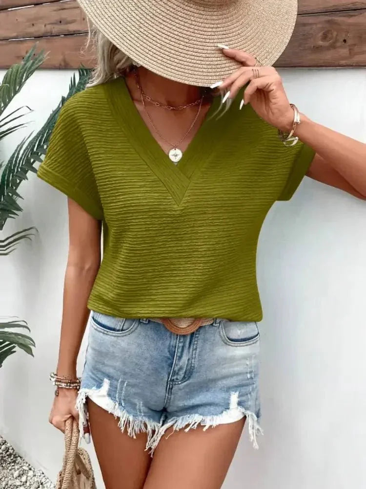 Textured Solid Color Short Sleeve Top - Update AvenueT-ShirtsTrendsi100100606571610100100606571610899bcfae - 9b65 - 4008 - 99a2 - 56a82931ba4d - Max - OriginOlive
