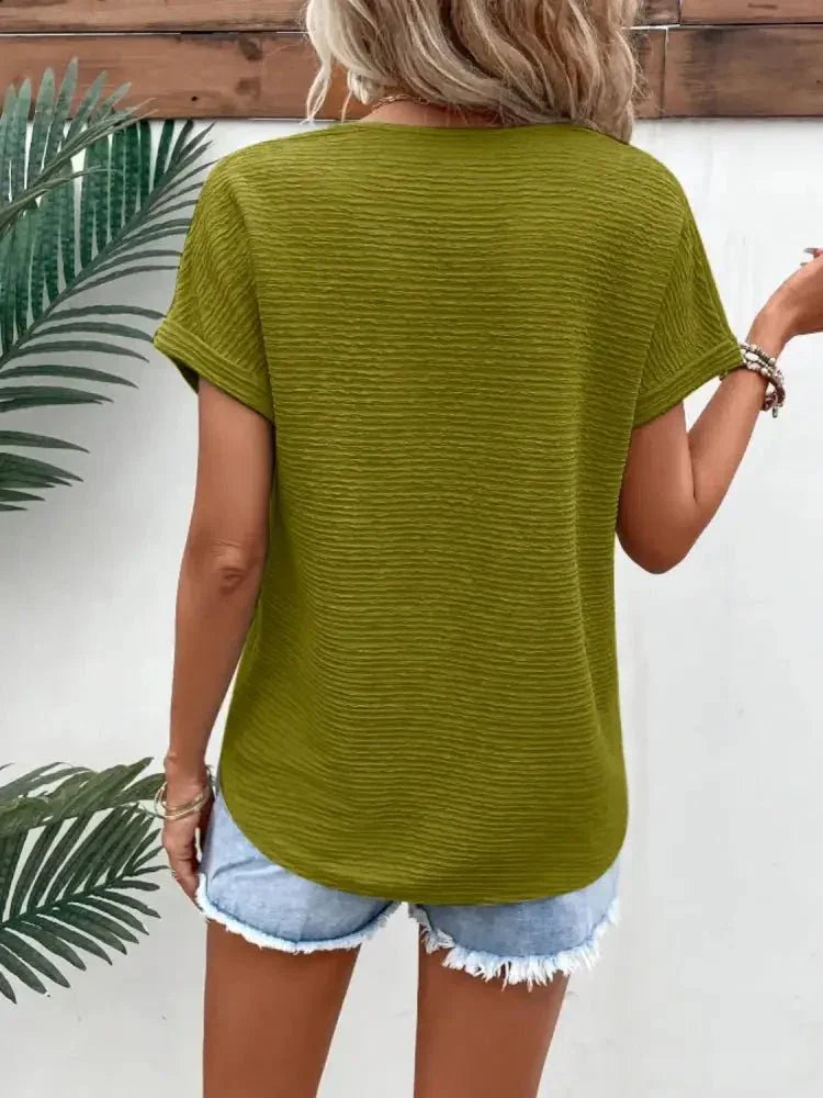 Textured Solid Color Short Sleeve Top - Update AvenueT-ShirtsTrendsi10010060657161010010060657161029f98992 - 1822 - 4dc6 - b718 - 67d350677e7d - Max - OriginOlive