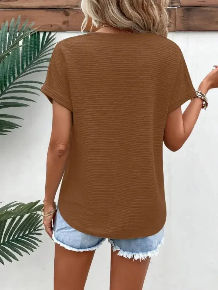 Textured Solid Color Short Sleeve Top - Update AvenueT-ShirtsTrendsi10010060657265910010060657265975c6af32 - 2f6f - 4bfd - 87b6 - b3f9fcd88d03 - Max - OriginBrown