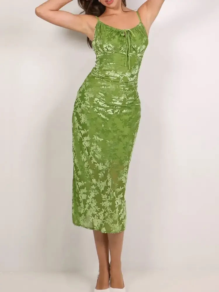 Textured Tie Front Cami Dress