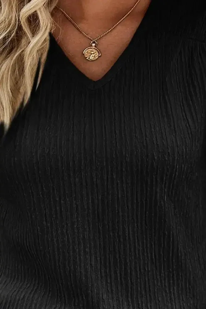 Textured V - Neck Flutter Sleeve Blouse - Update AvenueTrendsi10010187702248110010187702248155b08e6784574b00af7e254c97c669b9 - MaxBlack