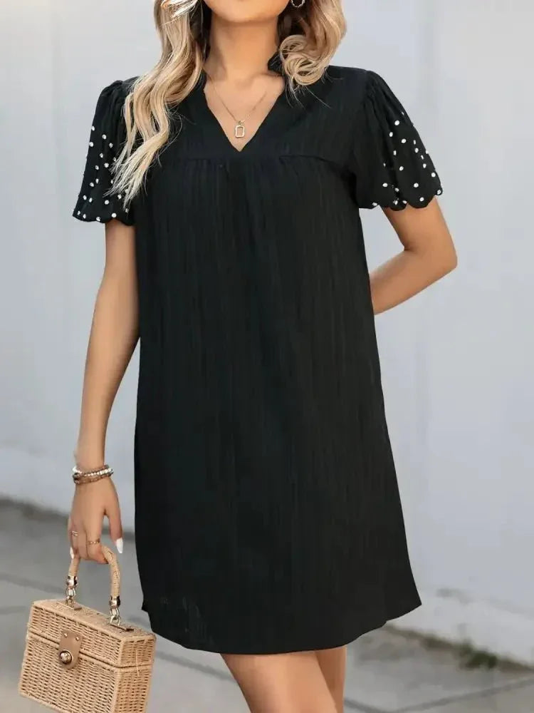 Textured V - Neck Short Sleeve Mini Dress - Update AvenueEffortless Elegance: DressesTrendsi100100423791308100100423791308ace1275c - cb38 - 432f - 92dd - 00482b8645b6 - Max - OriginBlack