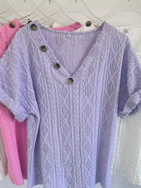 Textured V - Neck Short Sleeve Top - Update AvenueT-ShirtsTrendsi100100315981795100100315981795cbc0b7e9c5b94a10bb206c8d4a8126ba - Max - OriginPurple