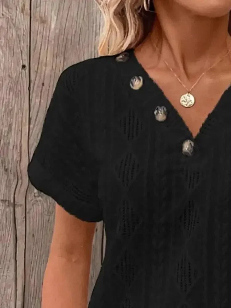 Textured V - Neck Short Sleeve Top - Update AvenueT-ShirtsTrendsi10010031598187610010031598187628be735b - c84a - 4b73 - a27b - 072d943623eb - Max - OriginWhite