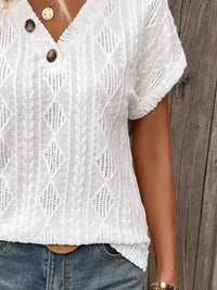 Textured V - Neck Short Sleeve Top - Update AvenueT-ShirtsTrendsi1001003159818761001003159818761ce9b746 - feac - 489e - 95c4 - ebf8c619111c - Max - OriginWhite