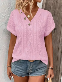 Textured V - Neck Short Sleeve Top - Update AvenueT-ShirtsTrendsi10010031598187610010031598187683588652 - 0d40 - 47f0 - a981 - aa35265ce4d2 - Max - OriginWhite