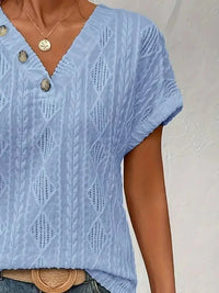 Textured V - Neck Short Sleeve Top - Update AvenueT-ShirtsTrendsi1001003159818761001003159818764bec4536 - a044 - 46cb - 9f86 - 05cc3a20d755 - Max - OriginWhite