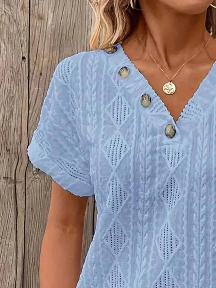 Textured V - Neck Short Sleeve Top - Update AvenueT-ShirtsTrendsi100100315981876100100315981876e4414a5a - a360 - 40e6 - a947 - d0e33040d0c0 - Max - OriginWhite