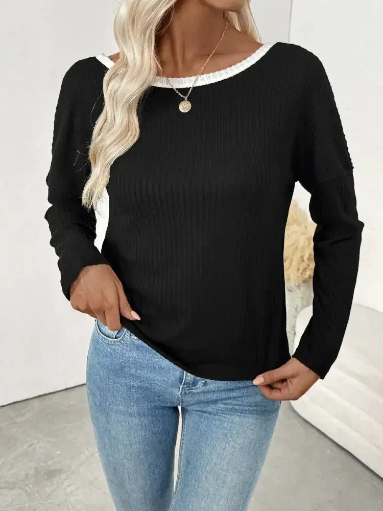 Tie Back Long Sleeve Top - Update AvenueT-ShirtsTrendsi100100451966470100100451966470af4d1cd4e7614408a45cba9399fb222a - Max - OriginBlack