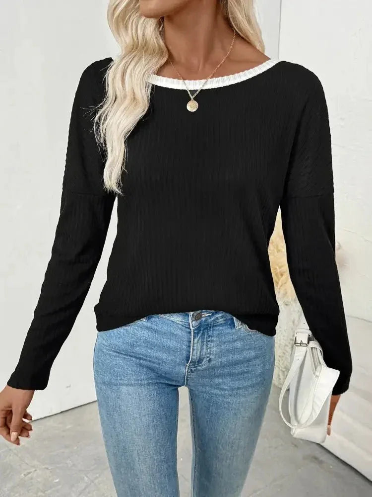 Tie Back Long Sleeve Top - Update AvenueT-ShirtsTrendsi1001004519664701001004519664708b70a712c0aa4b248fa5673a703e25ad - Max - OriginBlack