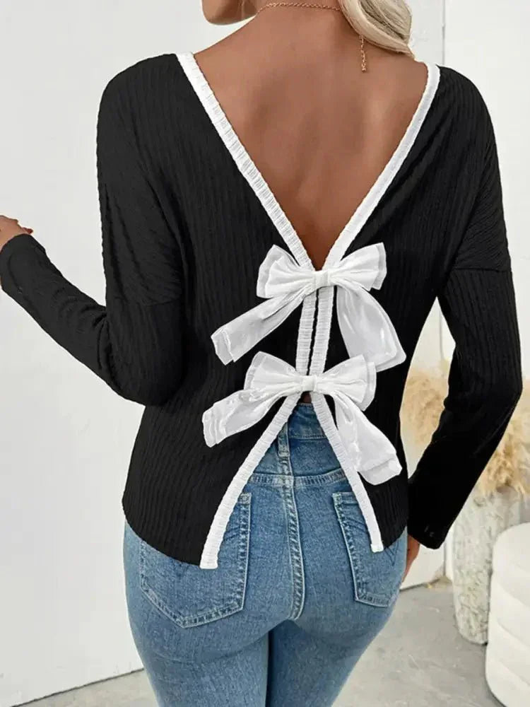 Tie Back Long Sleeve Top - Update AvenueT-ShirtsTrendsi100100451966470100100451966470c460ab1e1c41455c9b49d63bee1ac30e - Max - OriginBlack