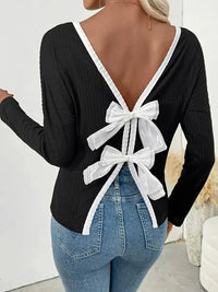Tie Back Long Sleeve Top - Update AvenueT-ShirtsTrendsi100100451966470100100451966470c460ab1e1c41455c9b49d63bee1ac30e - Max - OriginBlack